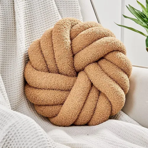 Vista 21 de Uvvyui - Almohadas de nudo, cojines decorativos de 14 pulgadas, almohadas redondas, cojín para sofá, almohada de bola anudada suave hecha a mano