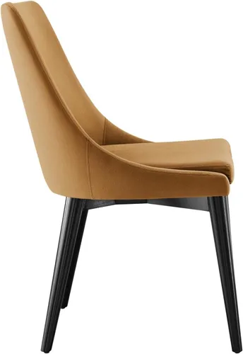 Vista 6 de Modway Viscount - Silla de comedor moderna de terciopelo de 19 pulgadas en negro/marrón coñac