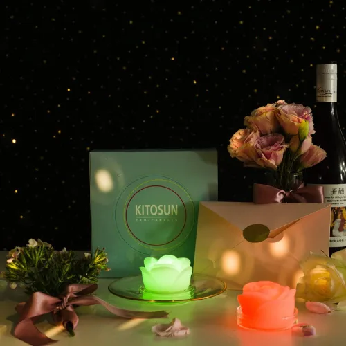 Vista 5 de KITOSUN Velas LED flotantes sin llama, velas LED parpadeantes activadas por agua de 3 pulgadas para centros de mesa de boda, jarrón, decoración