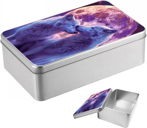 Vista 42 de Caja de lata de metal con tapa, contenedor de almacenamiento rectangular vacío de hojalata, estuche de lata portátil ligero para manualidades