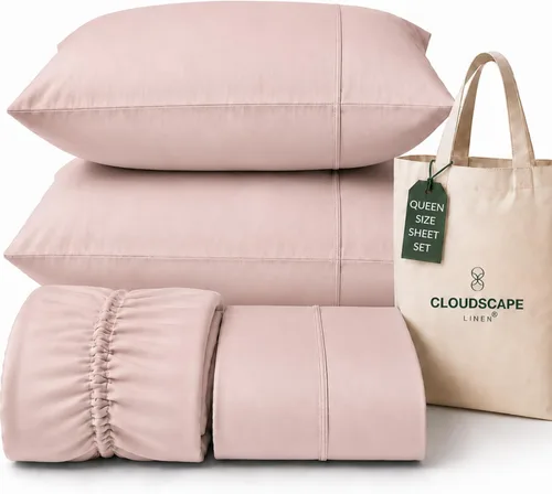 Vista 102 de CLOUDSCAPE LINEN 400TC 100% Egyptian Cotton Luxury Twin Bed Sheets - White