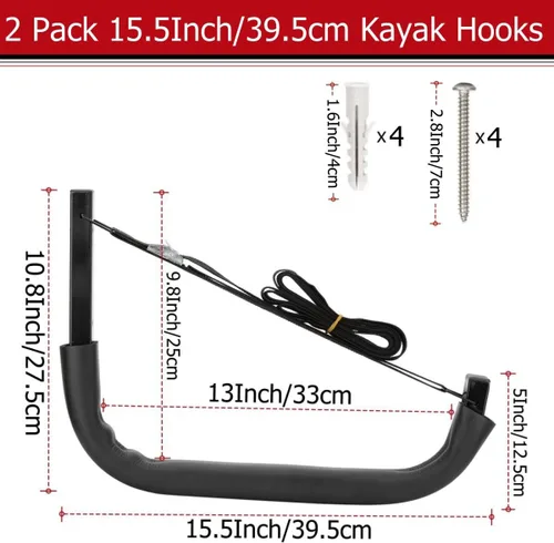 Vista 2 de Kayak Storage Racks, Canoes Garage Storage Hooks, Wall Mount Surfboard Hangers and Stand-Up Paddle Board Holder