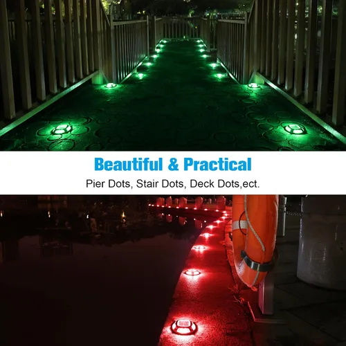 Vista 6 de VOLISUN Luces Solares de Navidad para Entrada de Vehículos Luces de Muelle Marino Paquete de 4, 2 Colores en 1, Luces LED de Cubierta