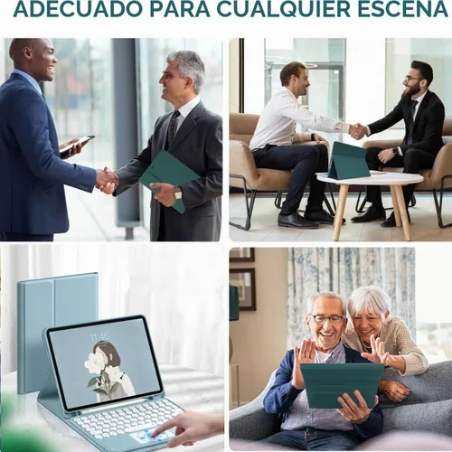 Vista 7 de Funda para teclado con panel táctil para Galaxy Tab S6 Lite de 10.4 pulgadas (2024/2022/2020) con soporte para bolígrafo S, teclas redondas