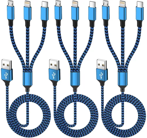 Vista 20 de Cable de carga USB C a 4 en 1 con doble puerto tipo C de 5 pies, cable de carga múltiple para múltiples dispositivos, cables USB con puerto