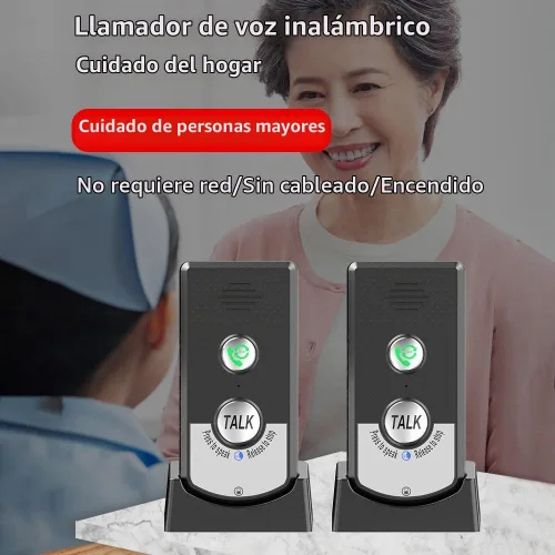 Vista 2 de Paquete de 2 intercomunicadores inalámbricos para voz en el hogar, llamadas bidireccionales para el hogar, ultra larga distancia, portátil