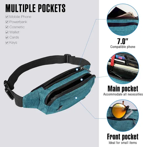 Vista 2 de WATERFLY Riñonera de Cintura: Bolso Pequeño de Cadera, Riñonera, Bolso de Fanny, Paquete de Fanny, Riñonera, Bolso de Cintura, Riñonera, Bolso