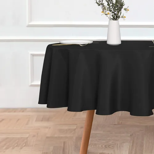 Vista 3 de sancua Mantel rectangular negro de 60 x 84 pulgadas con mantel redondo negro de 60 pulgadas, resistente al agua y a las manchas y derrames, mantel