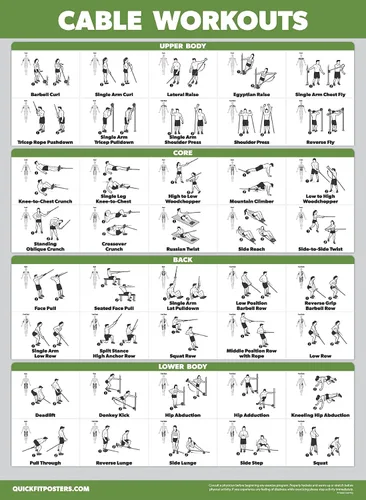 Vista 6 de Paquete de 4 - Pósteres de Entrenamiento con Máquina de Cable Volumen 1 y 2 + Ejercicios con Mancuernas + Ejercicios con Barra (LAMINADOS, 18" x 24")