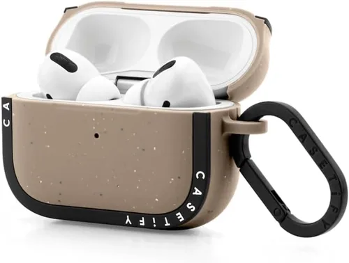 Vista 3 de CASETiFY AirPods Pro (1ª/2ª Gen) Estuche Bounce con Anillo [Colaboración Frozen] - Copo de Nieve de Anna - Taupe Mate