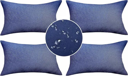 Vista 28 de Demetex Fundas de almohada de exterior impermeables de 16 x 16 pulgadas, fundas de almohada decorativas de lino para sala de estar, balcón y jardín