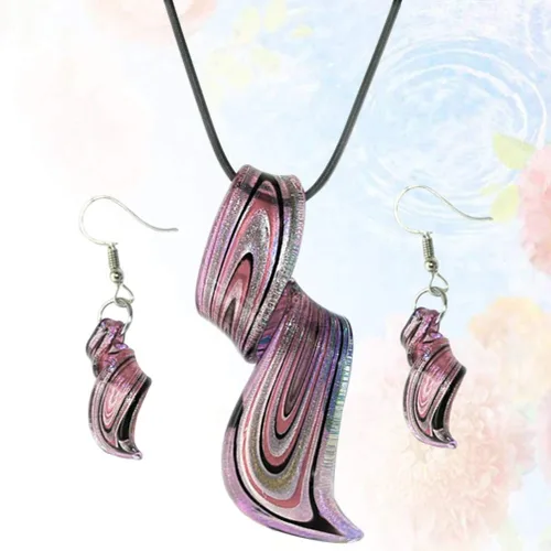 Vista 6 de Holibanna Aretes y collares en forma de espiral con colgante de cristal, joyería colgante, regalo para mujer, collar bohemio, aretes colgantes