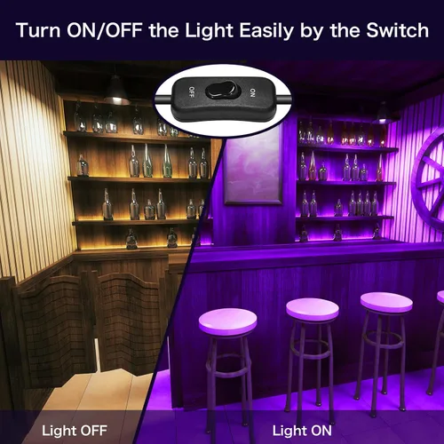 Vista 7 de XYCN Paquete de 2 focos LED de luz negra de 150 W, luz negra con enchufe, impermeable IP66 para fiesta brillante, Halloween, neón brillante