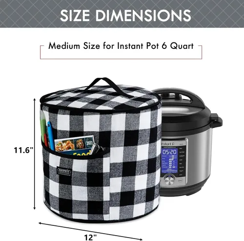 Vista 4 de BAGSPRITE Cubierta antipolvo compatible con Instant Pot 6 cuartos de galón, cubierta aislada para olla a presión con bolsillos para accesorios