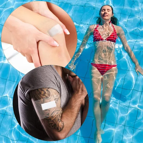 Vista 5 de Woanger 120 piezas de vendaje adhesivo elástico transparente impermeable vendaje película transparente transparente parche de ducha de tatuaje