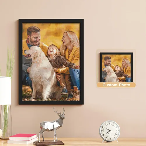 Vista 2 de Kits de pintura de diamantes personalizados para adultos, arte de diamantes con foto personalizada, imagen privada personalizada, decoración