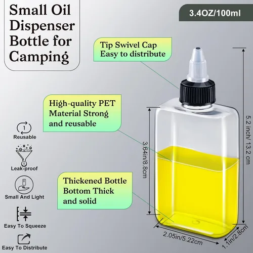 Vista 8 de Yaomiao Botellas pequeñas de 3.4 onzas con tapas giratorias para líquidos, recipientes exprimibles de condimentos de 3.4 fl oz, botellas