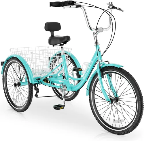 Vista 12 de MOPHOTO Triciclos para adultos, tres ruedas, bicicleta de crucero de 7 velocidades, triciclos para adultos de 20/24/26 pulgadas, ruedas bajas