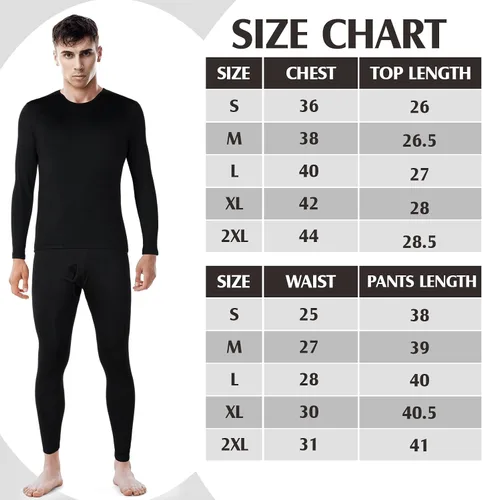 Vista 6 de Patelai 5 Conjuntos de ropa interior térmica para hombre, forro polar, capa base larga para invierno
