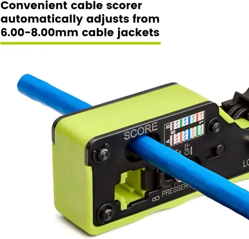 Vista 5 de trueCABLE - Herramienta de crimpado para paso a través de RJ45, crimpadora Ethernet todo en uno, cortador, pelacarga, funciona con conectores