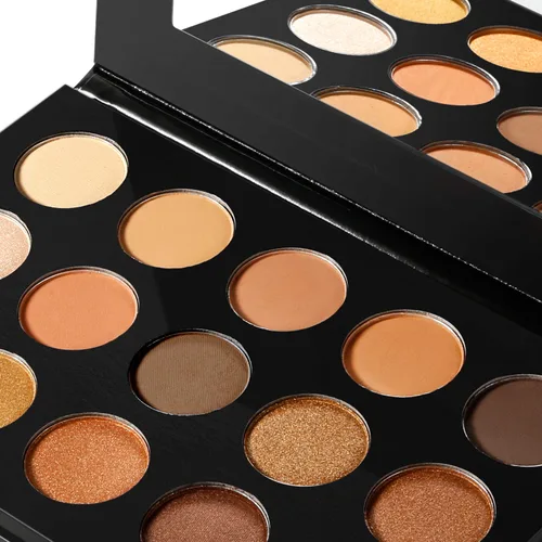 Vista 4 de Paleta de sombra de ojos Nude Gold Natural Desnuda Ahumada Cálido Neutro 15 tonos, DE'LANCI Paleta de sombra de ojos ultra-mezclable de alta