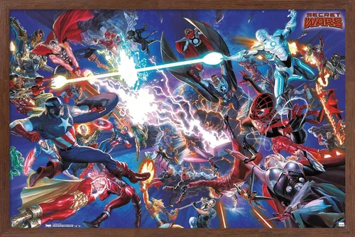 Vista 10 de Trends International Marvel Comics Secrets Wars - Póster de pared de batalla de 14.725 x 22.375 pulgadas, versión enmarcada de madera de granero