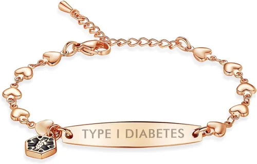 Vista 34 de mnmoom Pulseras de alerta médica para mujeres 6.5-8 pulgadas ajustables corazón links pulseras médicas con grabado