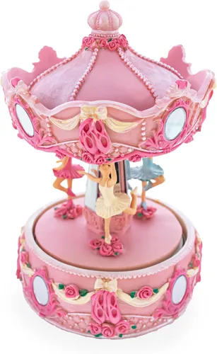 Vista 5 de BestPysanky Figura musical giratoria de carrusel de bailarina rosa
