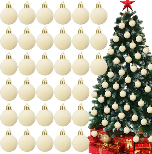 Vista 10 de Menkxi 15 piezas de bolas de Navidad de terciopelo 1.97 pulgadas, adornos colgantes de Navidad con vellón, bolas de terciopelo hechas a mano