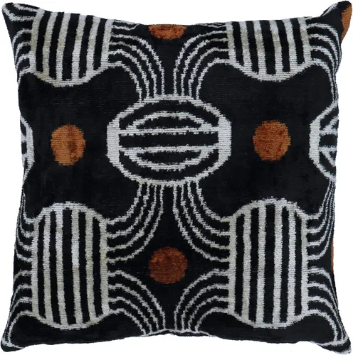 Vista 2 de CANVELLO -Exquisita almohada de plumón/cojín: almohadas de plumas elegancia y arte Almohadas icónicas con diseño Ikat Seda de terciopelo suave