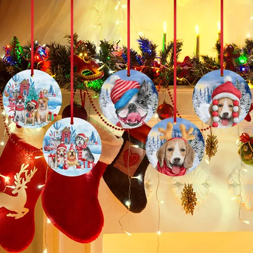 Vista 7 de Bonito adorno de perro travieso y travieso, adorno de Navidad colgante de bulldog francés, adorno de Navidad 2023 para árbol de Navidad, decoración