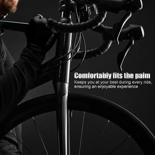 Vista 7 de Guantes de ciclismo para hombres y mujeres, guantes de ciclismo de medio dedo, guantes de bicicleta, guantes de entrenamiento adecuados