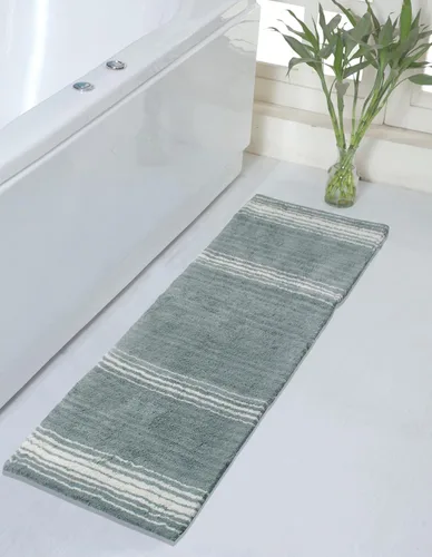 Vista 25 de Home Weavers Gradation Collection - Alfombra de baño 100% algodón, suave y absorbente, antideslizante, lavable a máquina, rectangular, 17 x 24 Beige