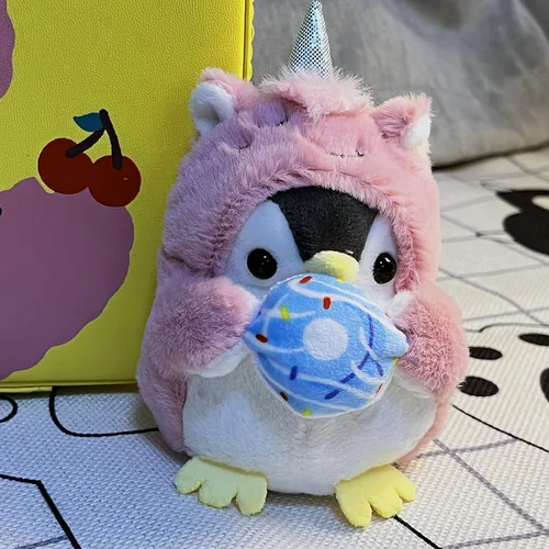Vista 3 de Lindos llaveros de San Valentín, llavero kawaii, animales de peluche pequeños, pingüino de unicornio rosa, lindos llaveros para mochilas, llavero
