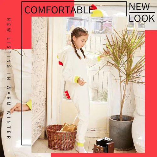 Vista 3 de COSUSKET Pijama de franela de pollo para niños, ajuste cómodo, pijama para niñas