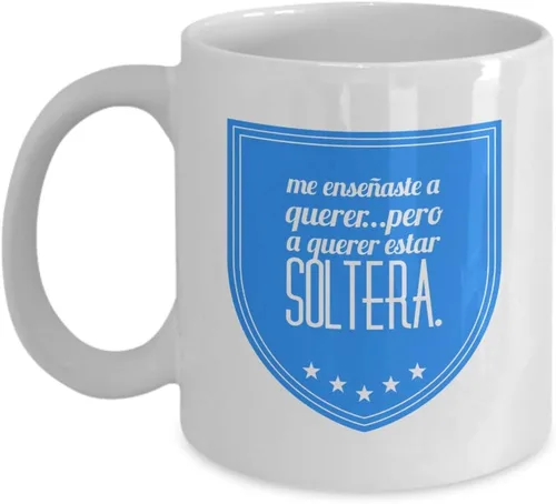 Vista 5 de Taza de Café Soltera Vaso, taza de café divertidas, tazas personalizadas, taza de café inspiradoras, taza con mensajes positivos.