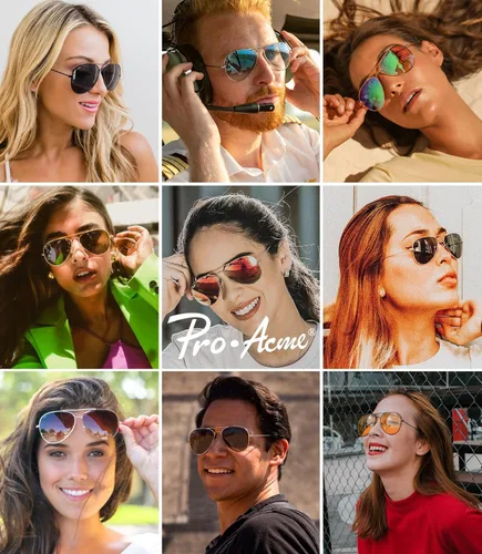 Vista 2 de Pro Acme Lentes de sol polarizados clásicos de aviador para mujeres y hombres, lentes de sol para conducir, lentes polarizados, marco piloto