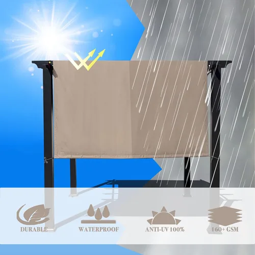 Vista 9 de Alion Home Toldo universal impermeable para pérgola – Toldo de repuesto para pérgola – Cubierta de sombra ajustable para exteriores con varillas