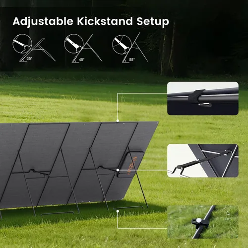 Vista 6 de Panel solar portátil de 400 W, cargador ligero plegable con soporte mejorado, paneles solares impermeables de 36 V de 400 vatios para RV, cámper