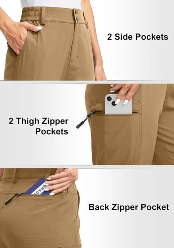 Vista 5 de G Gradual Womens Hiking Pants with Zipper Pockets Convertible Lightweight Quick Dry Stretch Cargo Camping Pants