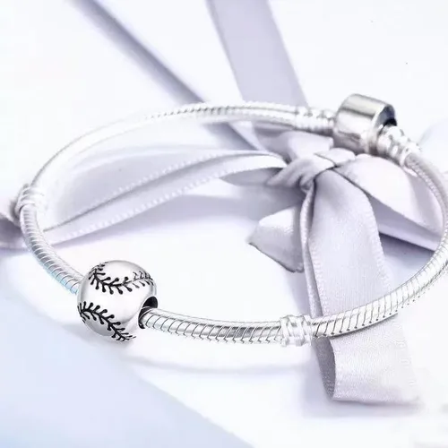 Vista 4 de Pulsera deportiva de 0.118 pulgadas (0.118 in) y collar de plata de ley 925, encanto deportivo deportivo para pulseras y brazaletes Pandora de moda
