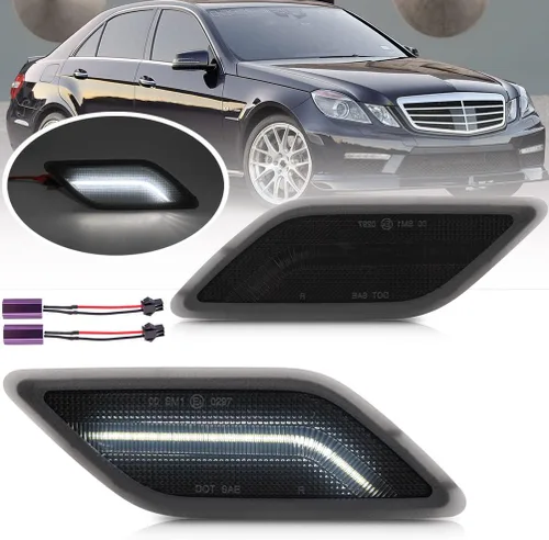 Vista 10 de Kits de luces indicadoras laterales LED con lentes ahumadas ámbar para Mercedes Benz W212 Clase E Pre-LCI E350 E550 E63 AMG 2010 2011 2012 2013