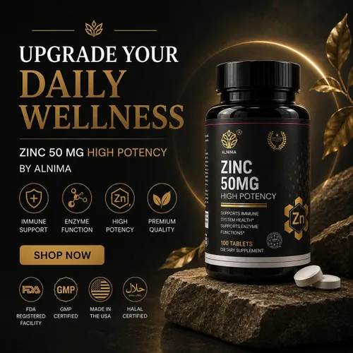 Vista 9 de Zinc 50mg – Apoyo inmunológico de alta potencia – Tabletas con certificación Halal – 100 unidades – Sin OGM – Apoya la salud de la piel, el cabello