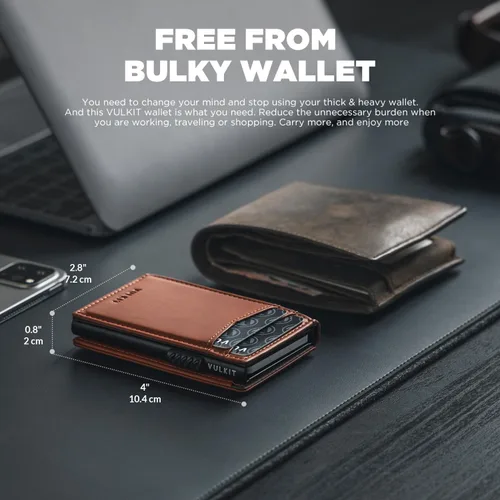 Vista 66 de VULKIT Billeteras delgadas para hombre, con bloqueo RFID, diseño minimalista con capacidad para hasta 11 tarjetas, Negro -, Minimalista