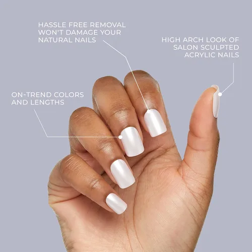 Vista 6 de KISS Gel Fantasy, uñas a presión, pegamento de uñas incluido, 'Aim High', negro, tamaño corto, forma cuadriculada, incluye 28 uñas, 0.07 onzas