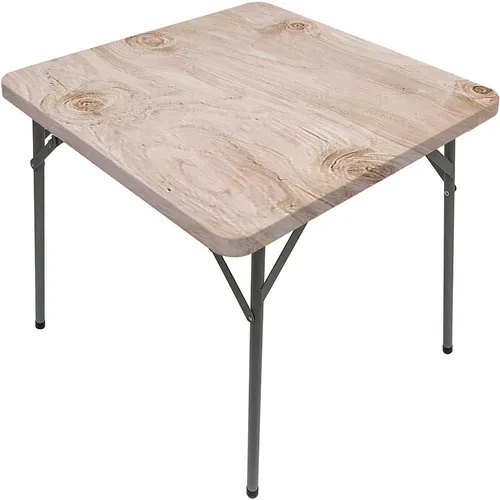 Vista 6 de Mesa cuadrada de tablones de madera, impresión de textura de tablones de madera, borde elástico, adecuada para catering y cocina, apta para mesa