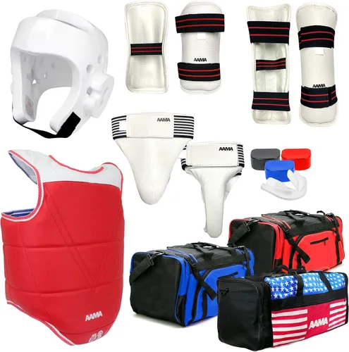 Vista 4 de AAMA Juego completo de equipos de protección de combate de Taekwondo - Personalizable