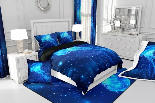 Vista 258 de Erosebridal Juego de edredón de hojas de cannabis, juego de ropa de cama de marihuana con estampado colorido de plantas, decoración bohemia de 2