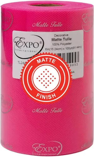 Vista 9 de Expo International Tul mate decorativo, rollo/carrete de 6 x 100 yardas, tela de tul de poliéster ligera para tutús, disfraces y decoraciones