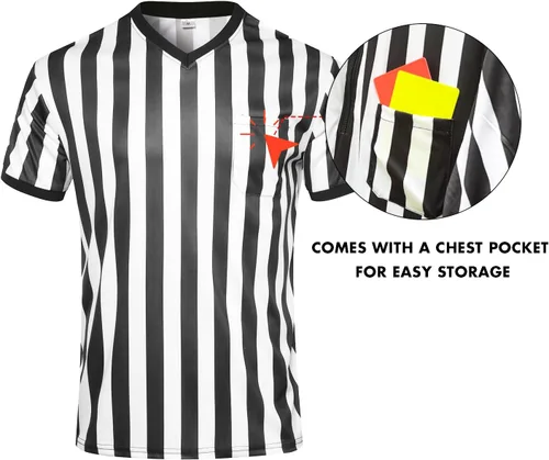 Vista 2 de redgino Camisa de árbitro para hombre de mujer Negra y blanca a rayas Fútbol Fútbol americano Baloncesto Jersey de árbitro de Halloween
